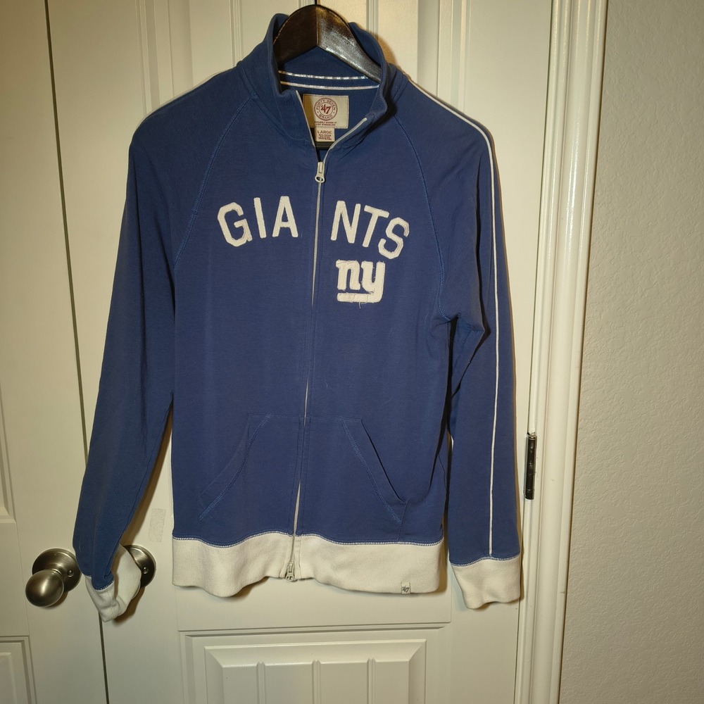47 Brand New York Giants Full Zip Track Jacket Blue White Women Large NFL